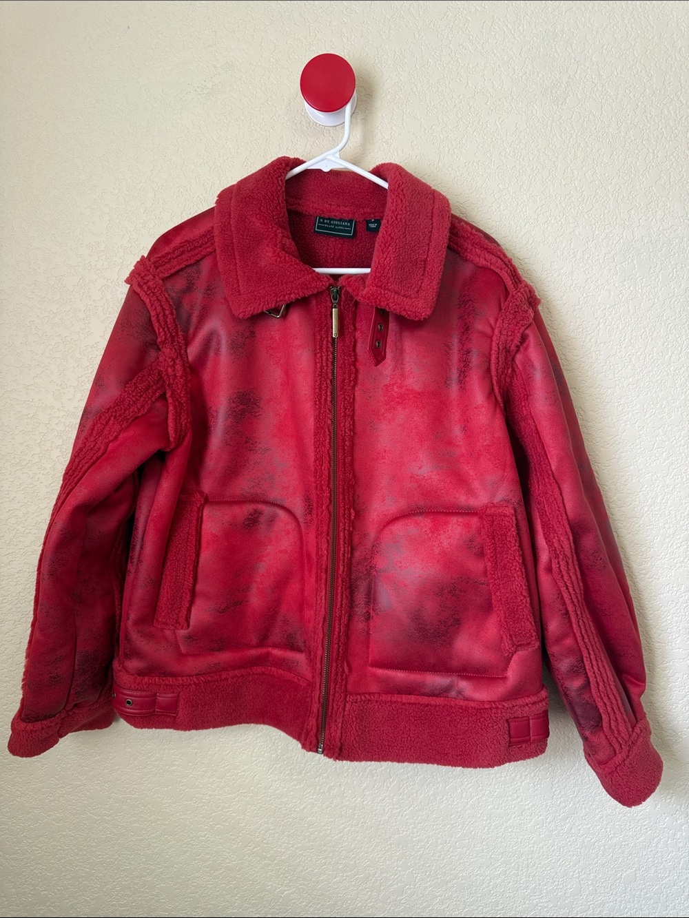 G by Giuliana Red Plush Shearling Jacket